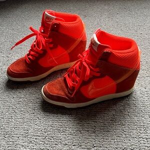 Nike Women’s Orange-Red High-Top Wedge Sneakers